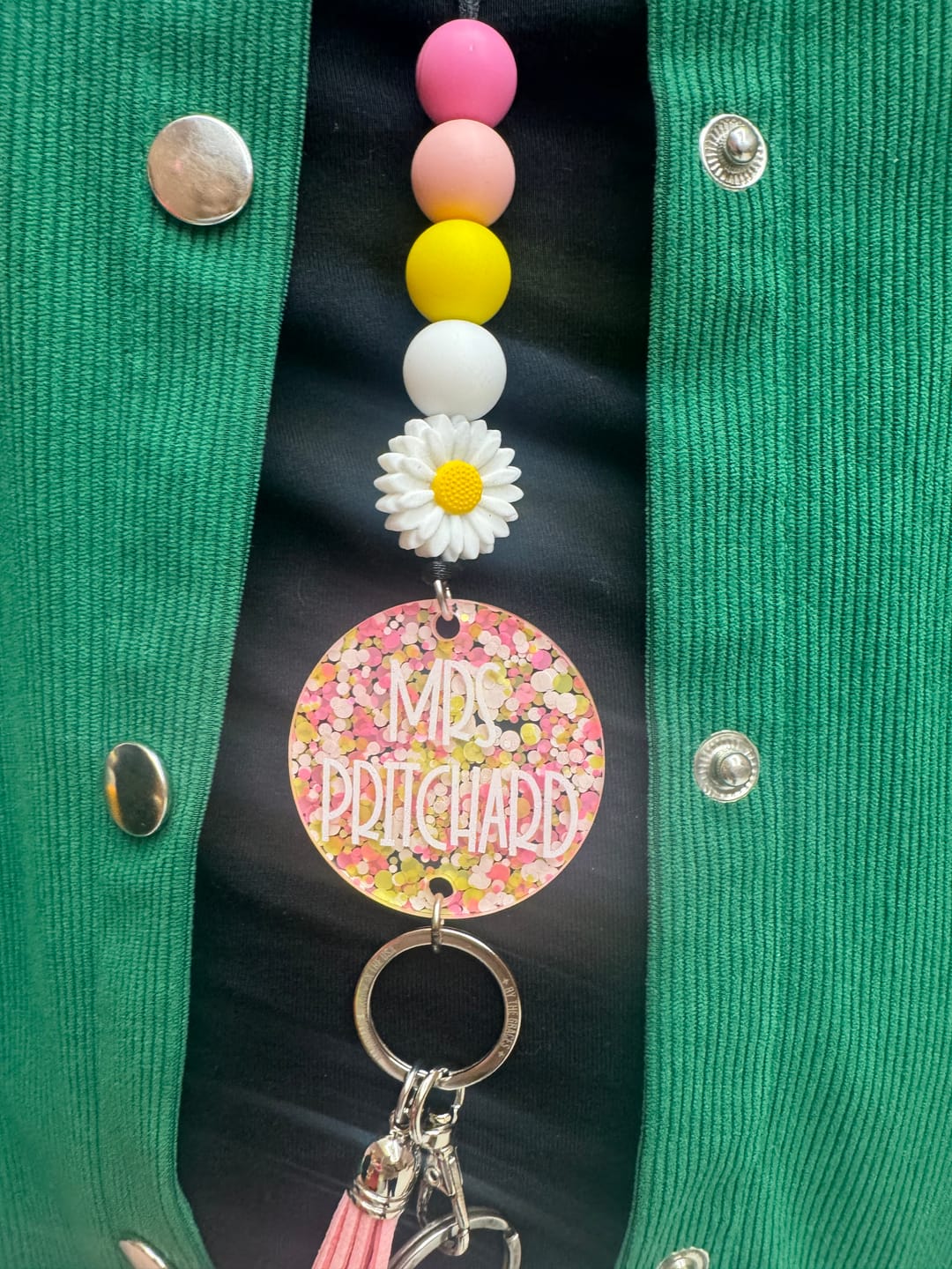 Customer photo review of Glitter Acrylic Personalized Lanyard