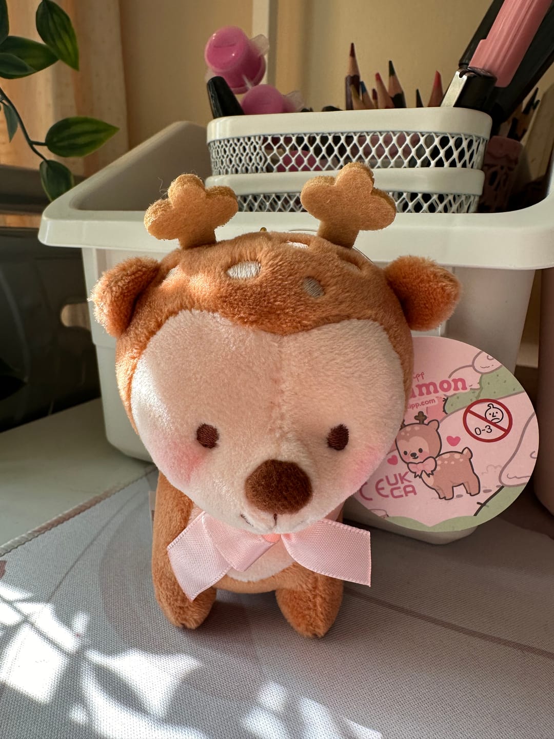 Customer photo review of Cinnamon the Deer Plush Keychain | Pink Coquette Kawaii Cottagecore Bag Charm