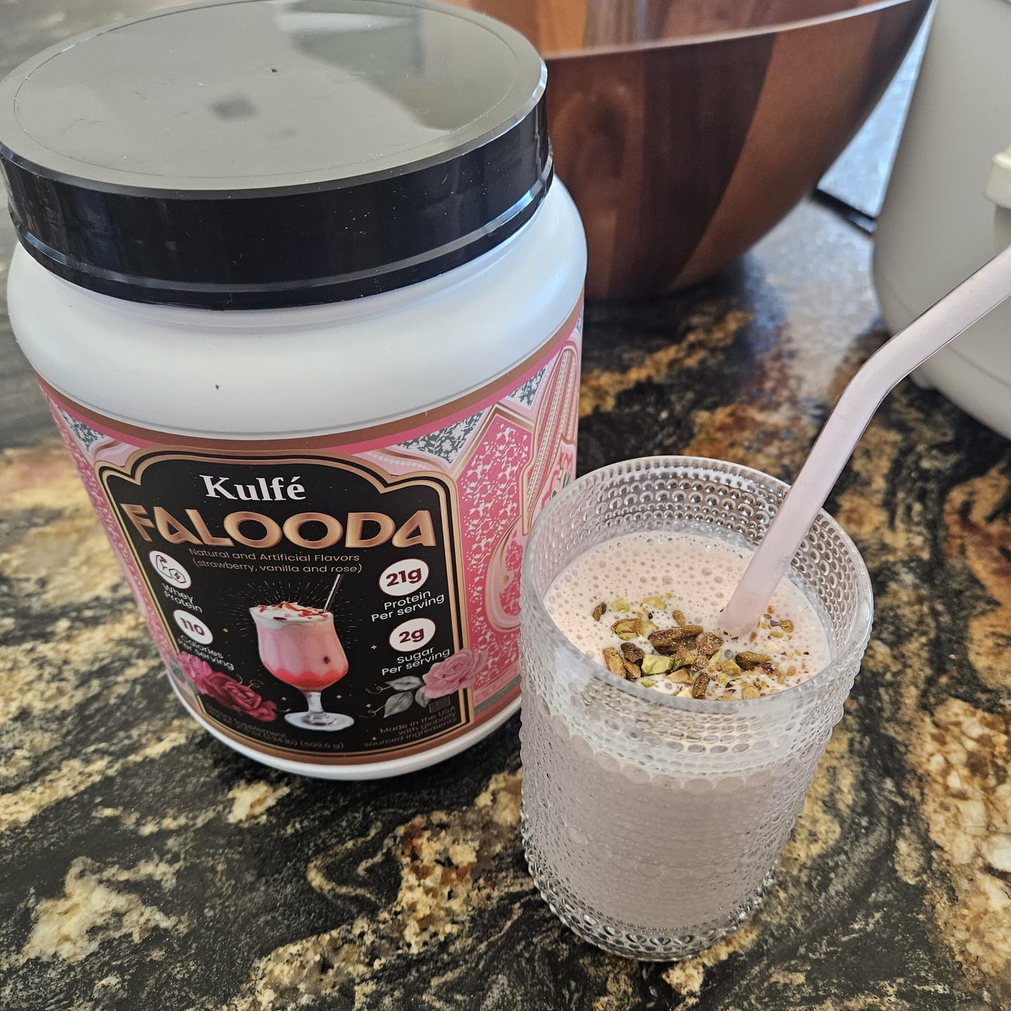 Customer photo review of Falooda Whey Protein Powder