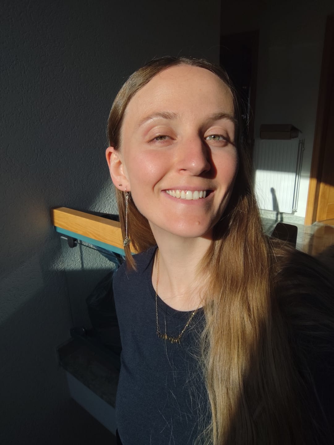 Customer photo review of Pyrite drop hook earrings