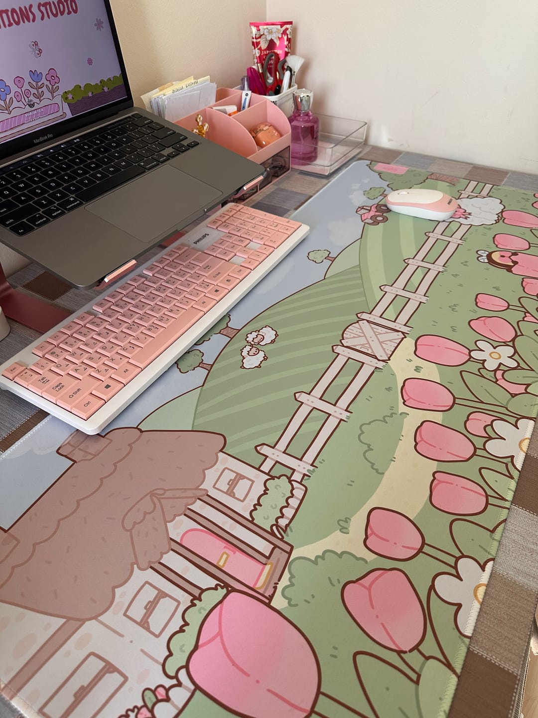 Customer photo review of Sugapuff Sheep Spring Cottagecore Gaming Desk Mat | Kawaii Pastel Mouse Pad