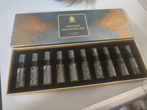Customer photo review of Perfume Sample Discovery Set – 10 Mini Perfume Sprays (5ml Each)