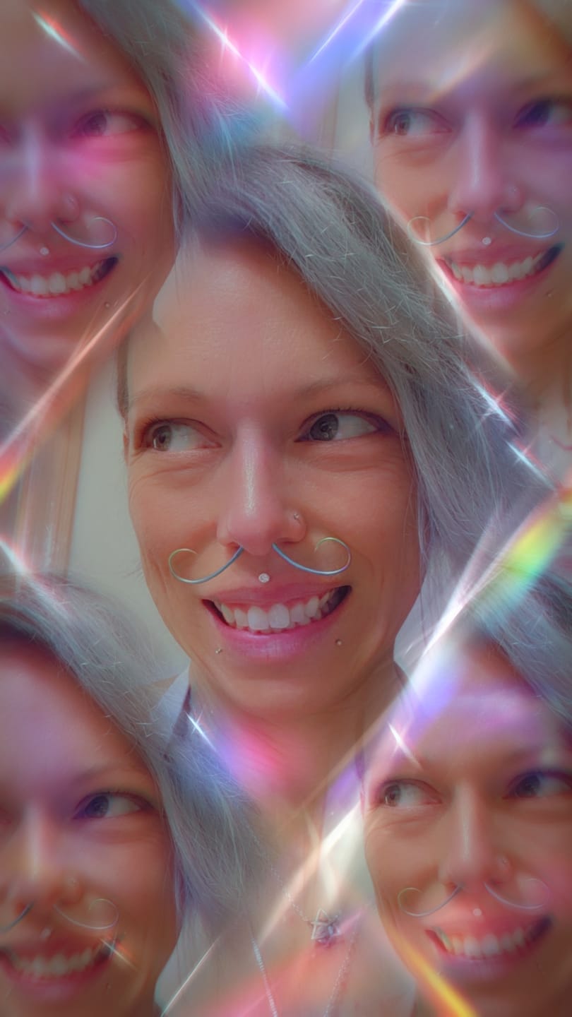 Customer photo review of 14G/16G Rainbow Mustache Septum Ring Nose Piercing Jewelry