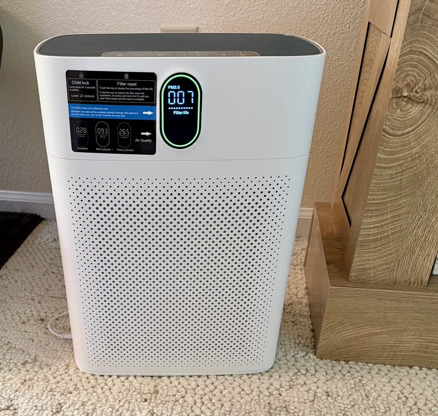 Customer photo review of Smart Air Purifier V1 Pro – Powerful HEPA Filtration with PM2.5 Sensor, App & Voice Control for Clean Indoor Air