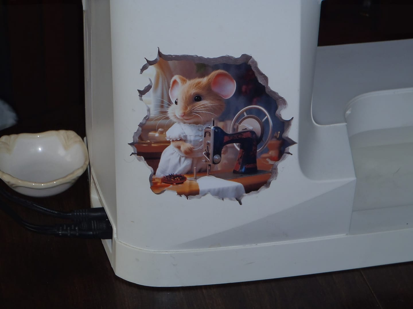 Customer photo review of Seamstress Mouse in Mouse Hole Decal