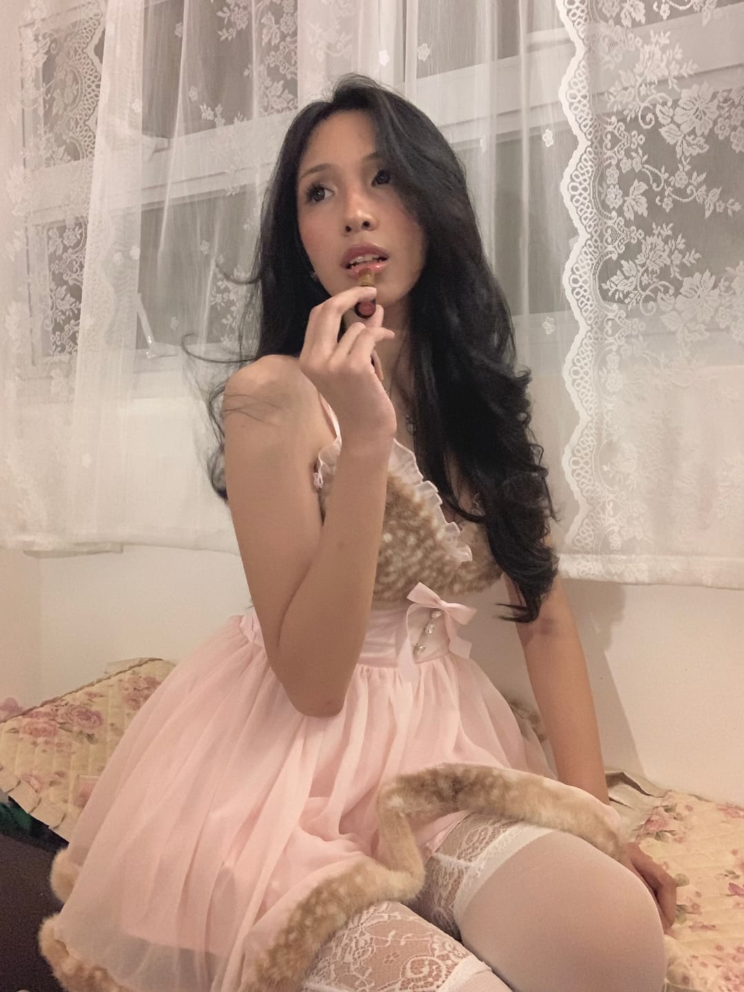 Customer photo review of Bambi Princess Fur Chiffon Robe (Pink)