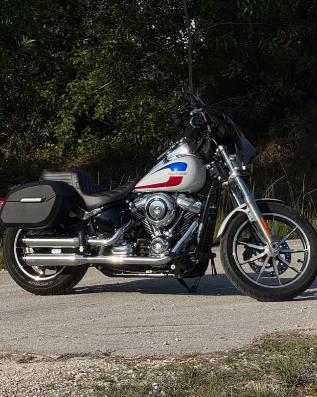 Customer photo review of 32L - Darkin Large Quick Mount Leather Wrapped Hard Saddlebags for Harley Softail Low Rider FXLR