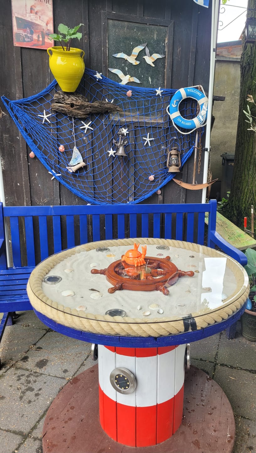 Customer photo review of Glasplatte Tisch Sicherheitsglas für Esstisch, Gartentisch, Weinfass - Rund