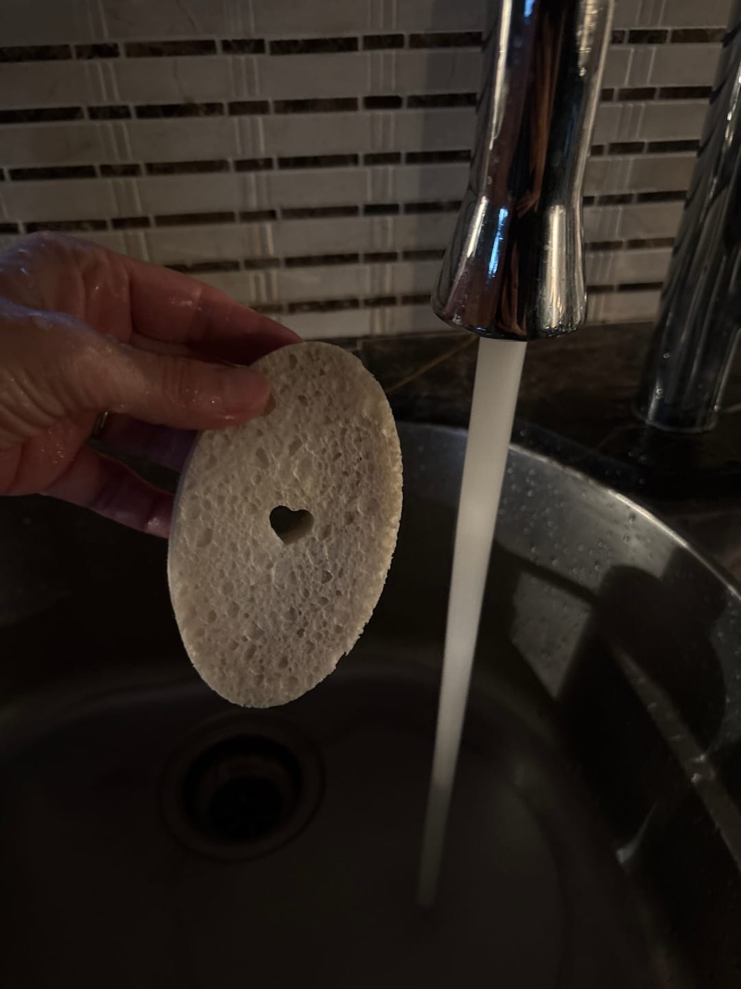 Customer photo review of Bundle & Save!- 12 count (3 packs of 4)- Oval Heart Plastic-Free, Biodegradable Dish Sponges