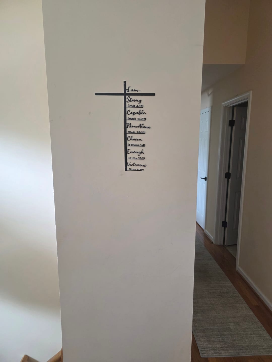 Customer photo review of Christianartworkshop Biblical Verse Cross Metal Wall Decor: Daily Faith Reminder