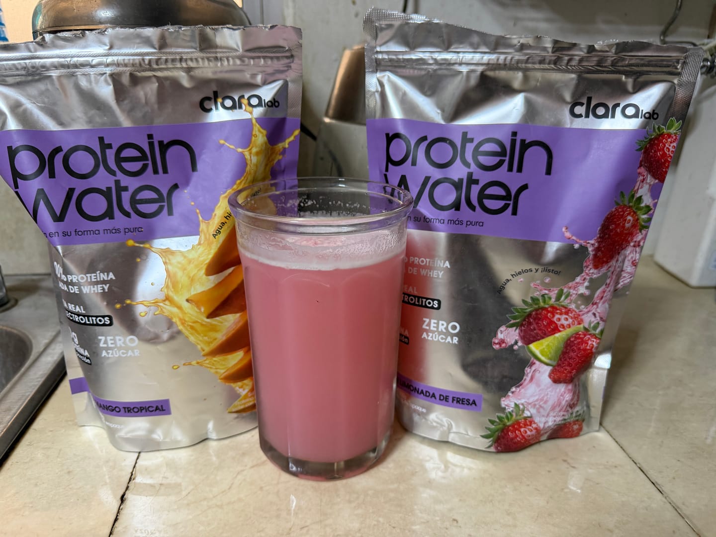 Customer photo review of protein water mango