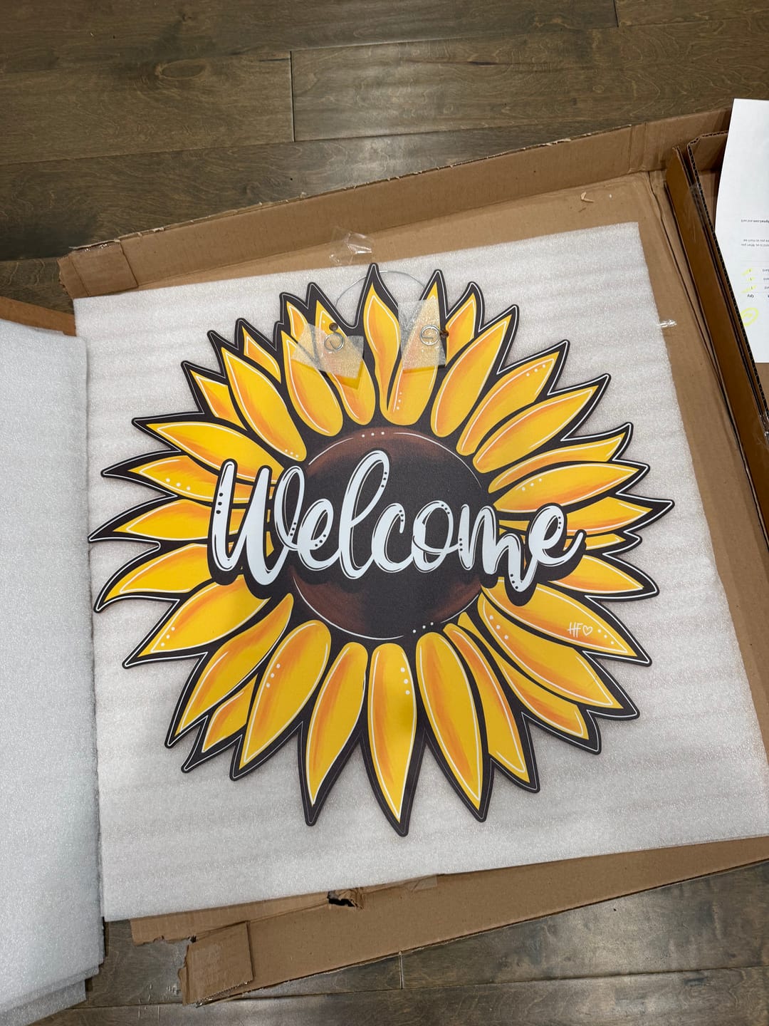 Customer photo review of Welcome Sunflower Door Hanger