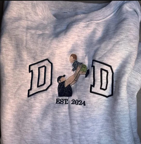 Customer photo review of Custom Photo Portrait Embroidery Sweatshirt T-shirt Father's Day- Gift For Dad
