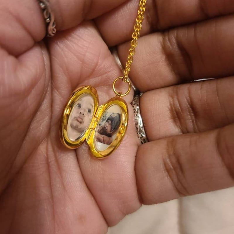 Customer photo review of Custom Photo Oval Locket Necklace