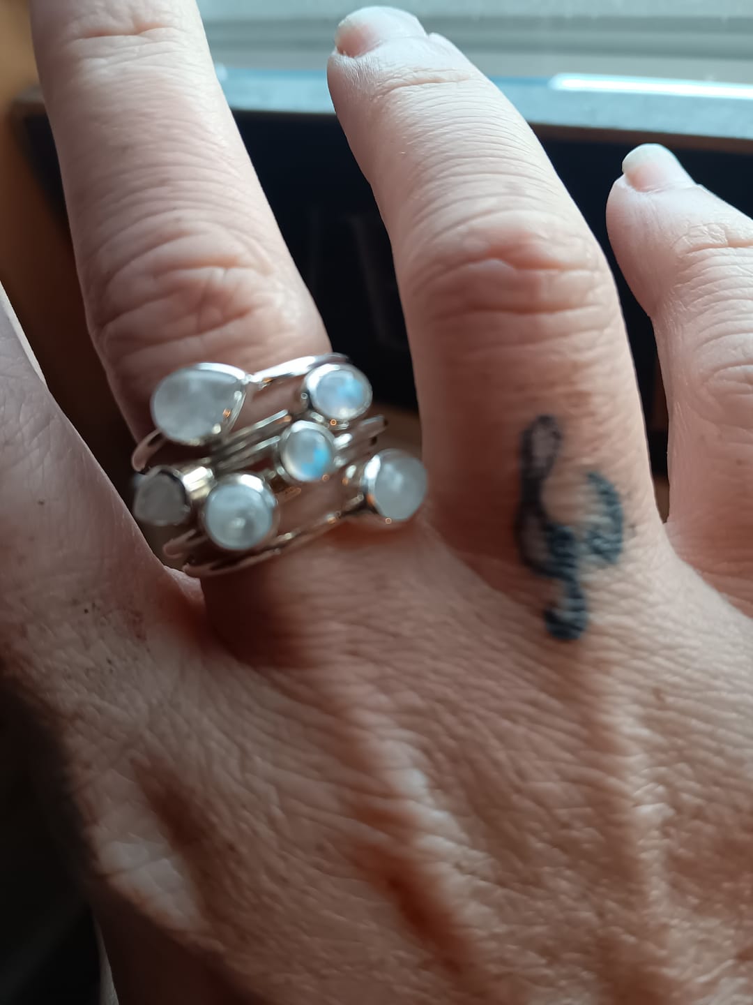 Customer photo review of Sterling Silver Stacking Moonstone Ring