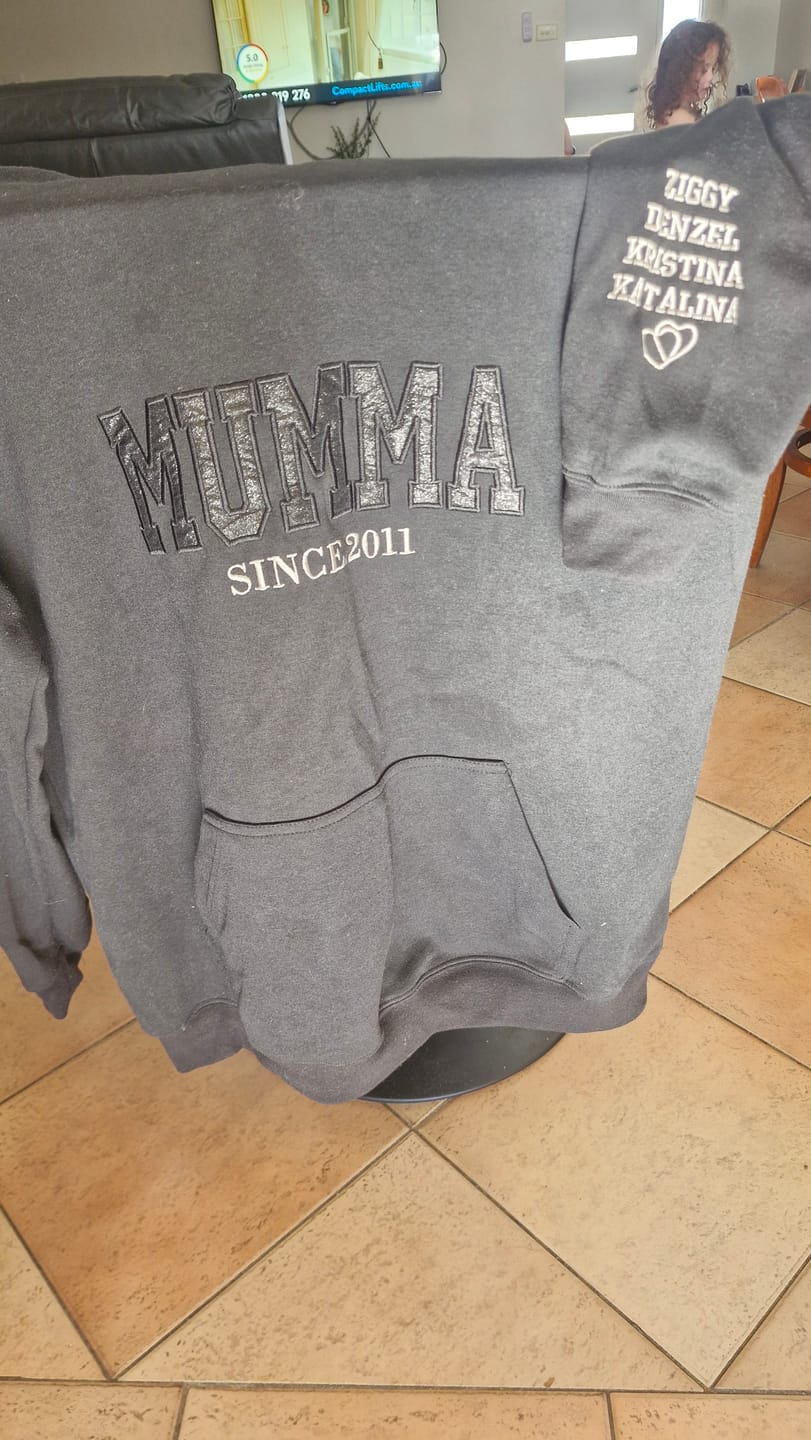 Customer photo review of Custom Embroidered Applique Glitter Mama Sweatshirt - Gift for Mom