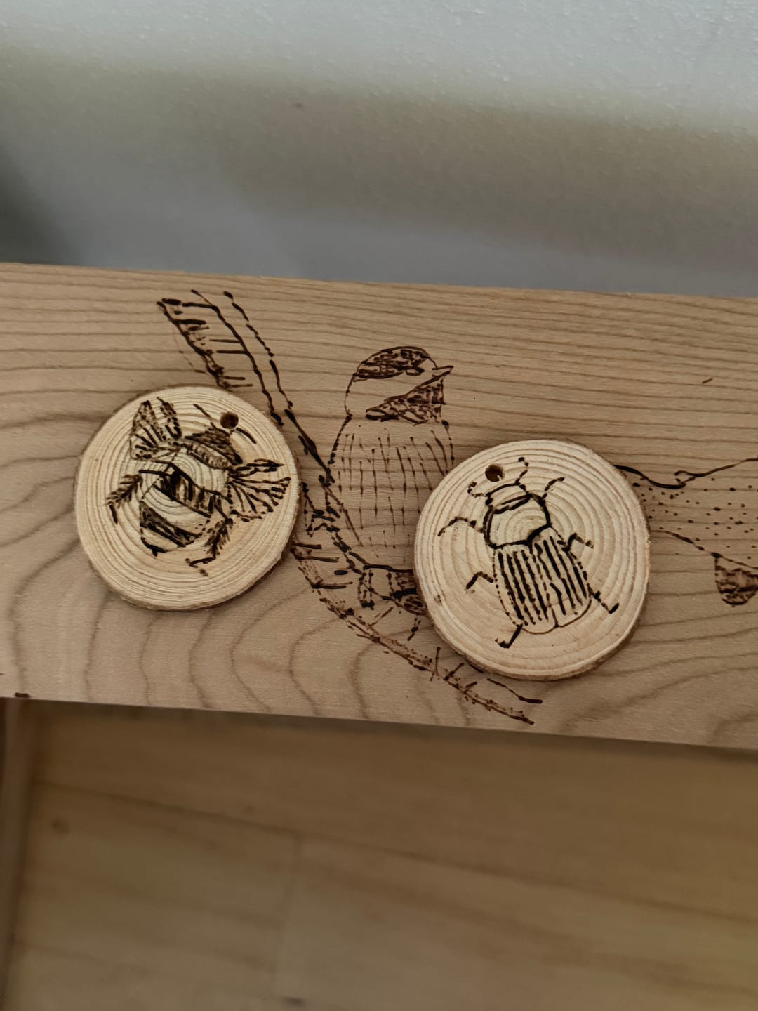 Customer photo review of Pine Wood Slices Discs Earrings - Circles Natural Wood Bark Charm - Round Raw Edge Wood Pendant - Eco friendly - 51.4x48.4x5.3mm - BB1297-50