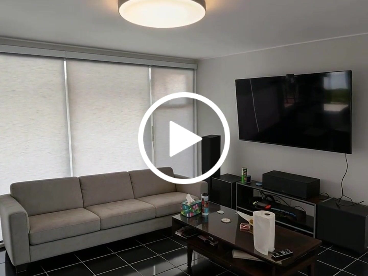 Customer video review of Smart Motorized Light Filtering Roller Shades 70% Blackout Linen Translucent
