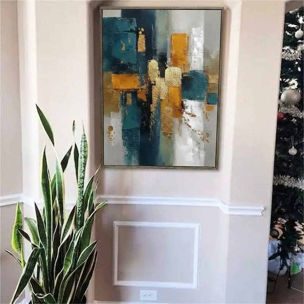 Customer photo review of Gilded Teal Layers Abstract Wall Art