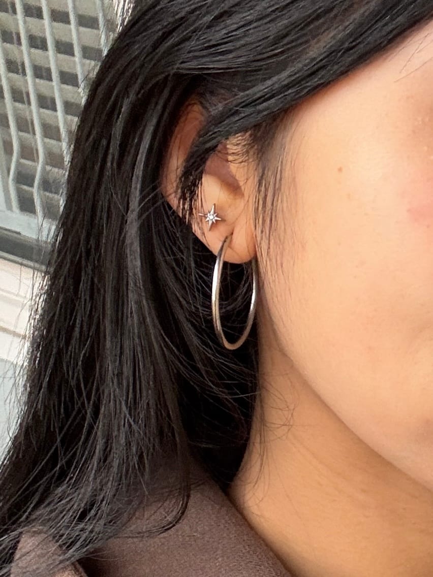 Customer photo review of My Huggies Hoop Earrings