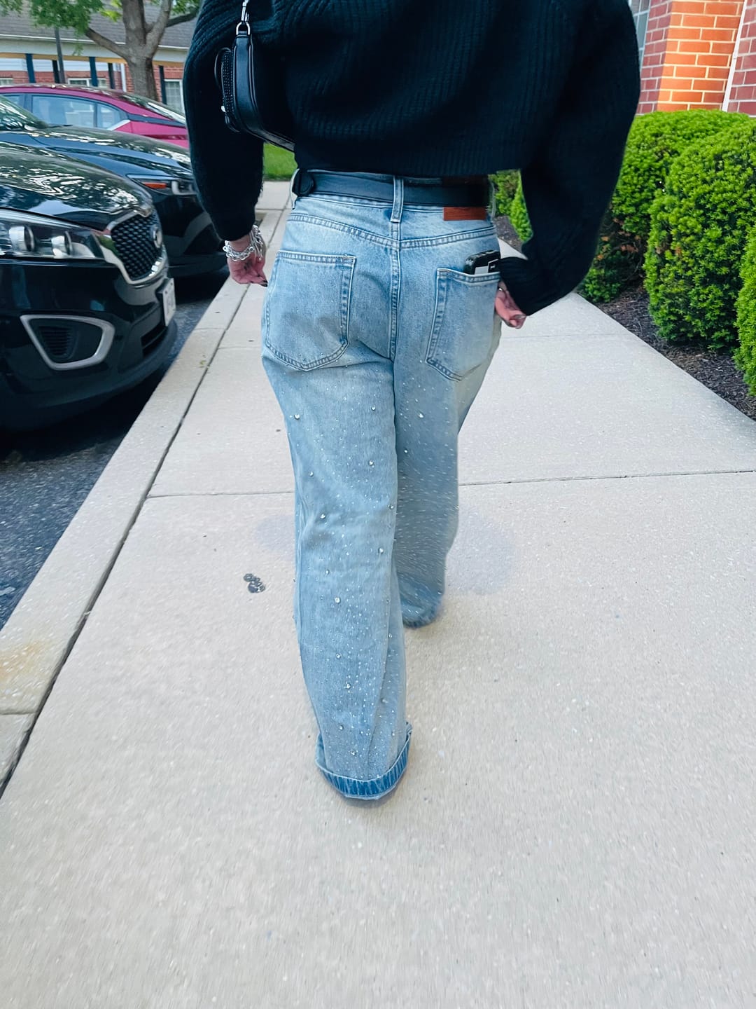 Customer photo review of Aelfric Eden Rhinestone Baggy Jeans