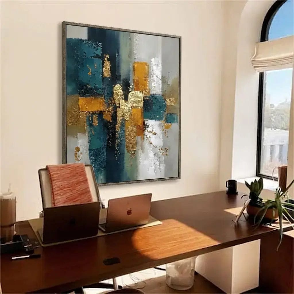 Customer photo review of Gilded Teal Layers Abstract Wall Art