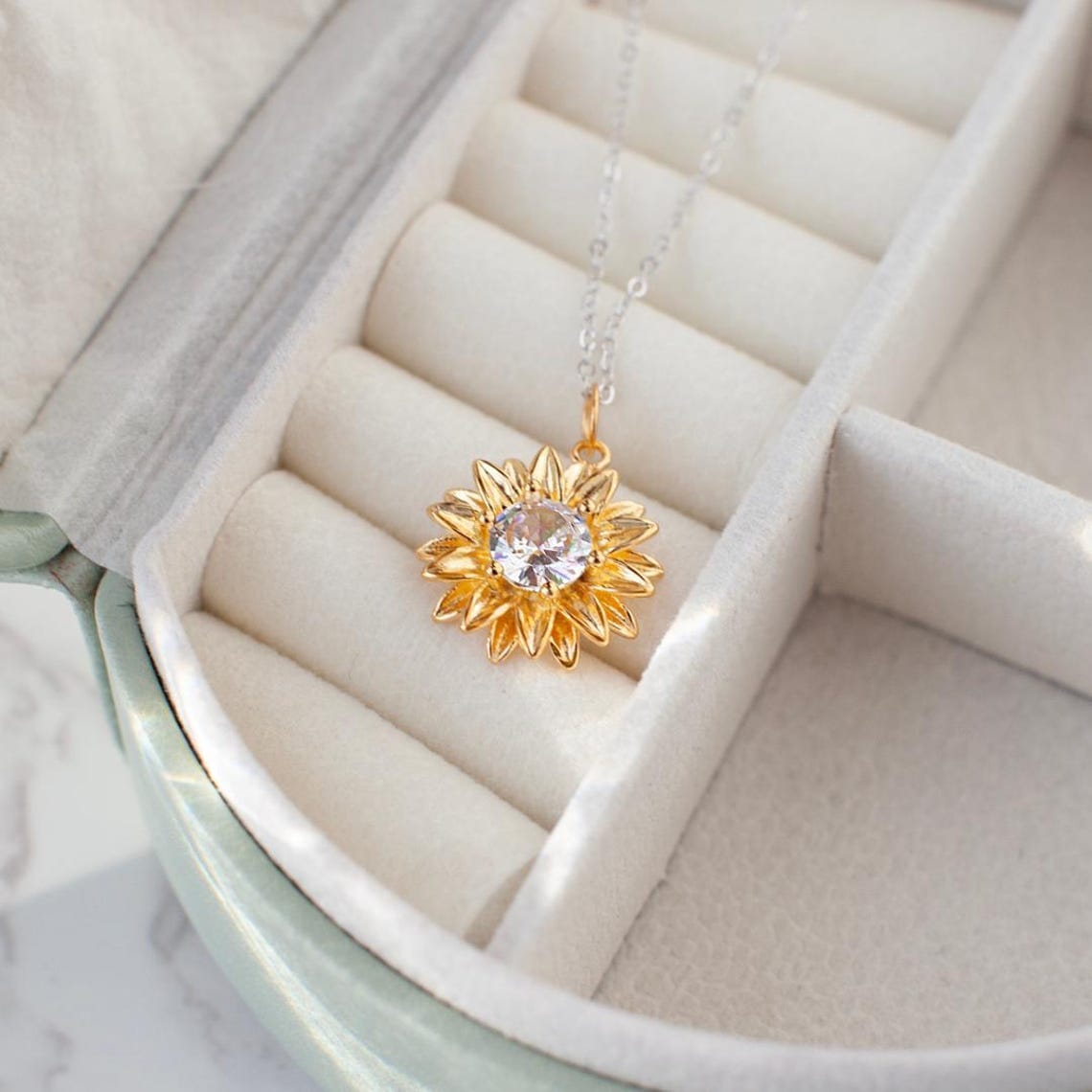 Customer photo review of Sunflower Pendant Necklace