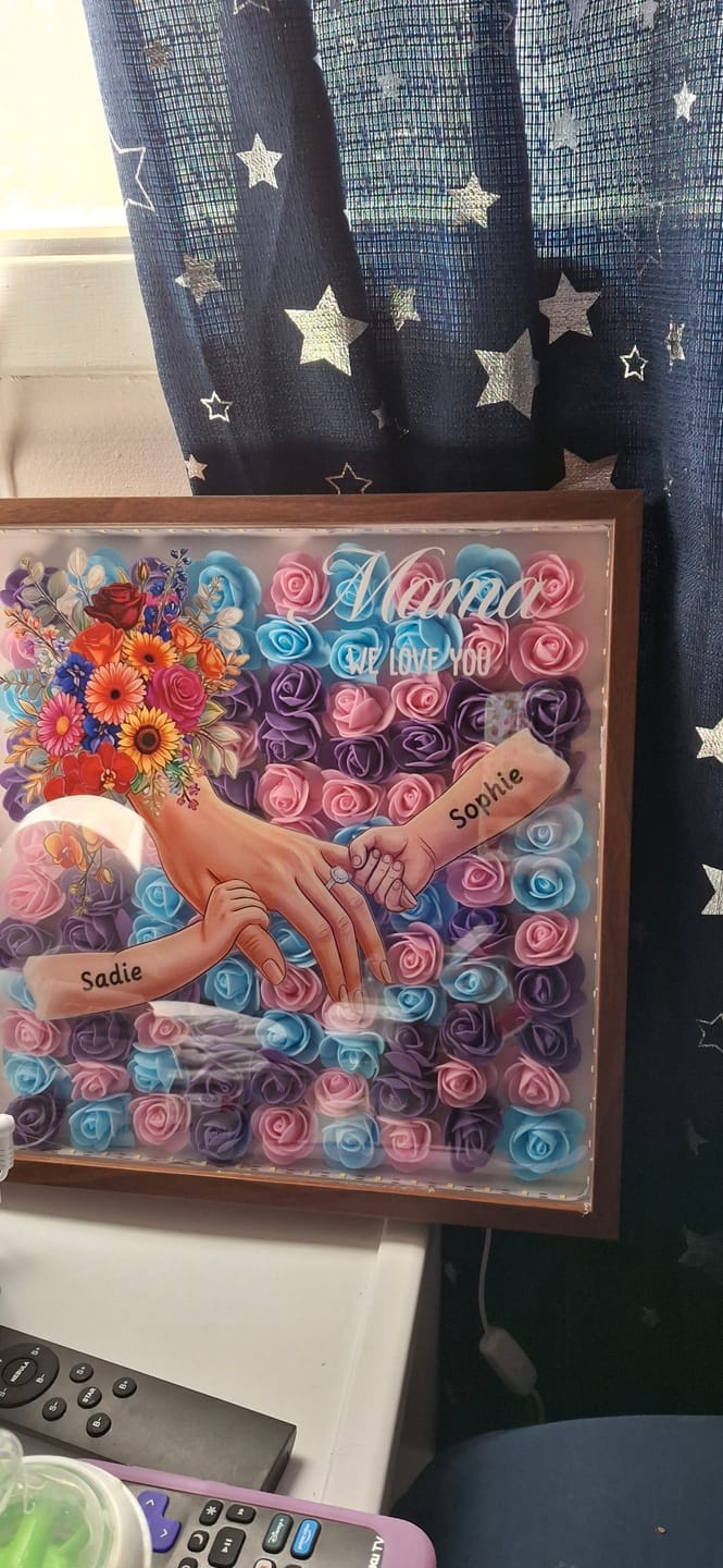 Customer photo review of Personalized Mom Holding Hands Shadow Box-Mother's Day Flower Frame
