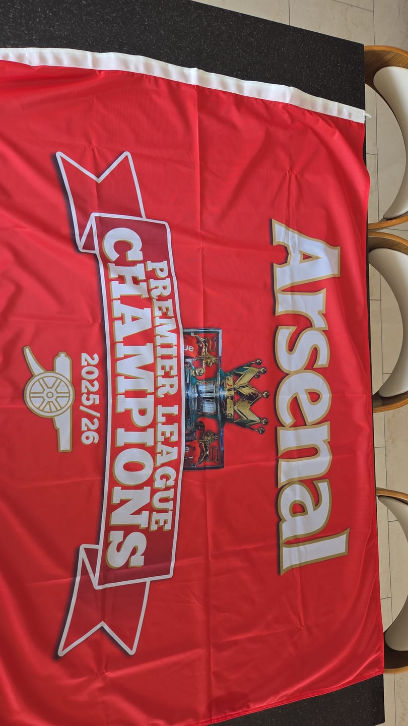 Customer photo review of Arsenal Premier League Champions 2025/26 Flag