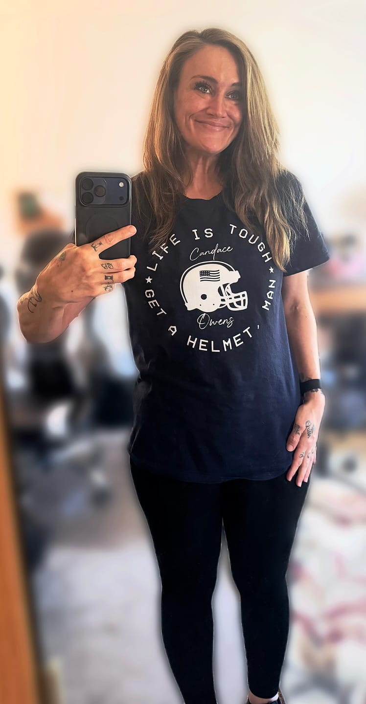 Customer photo review of Life Is Tough T-Shirt