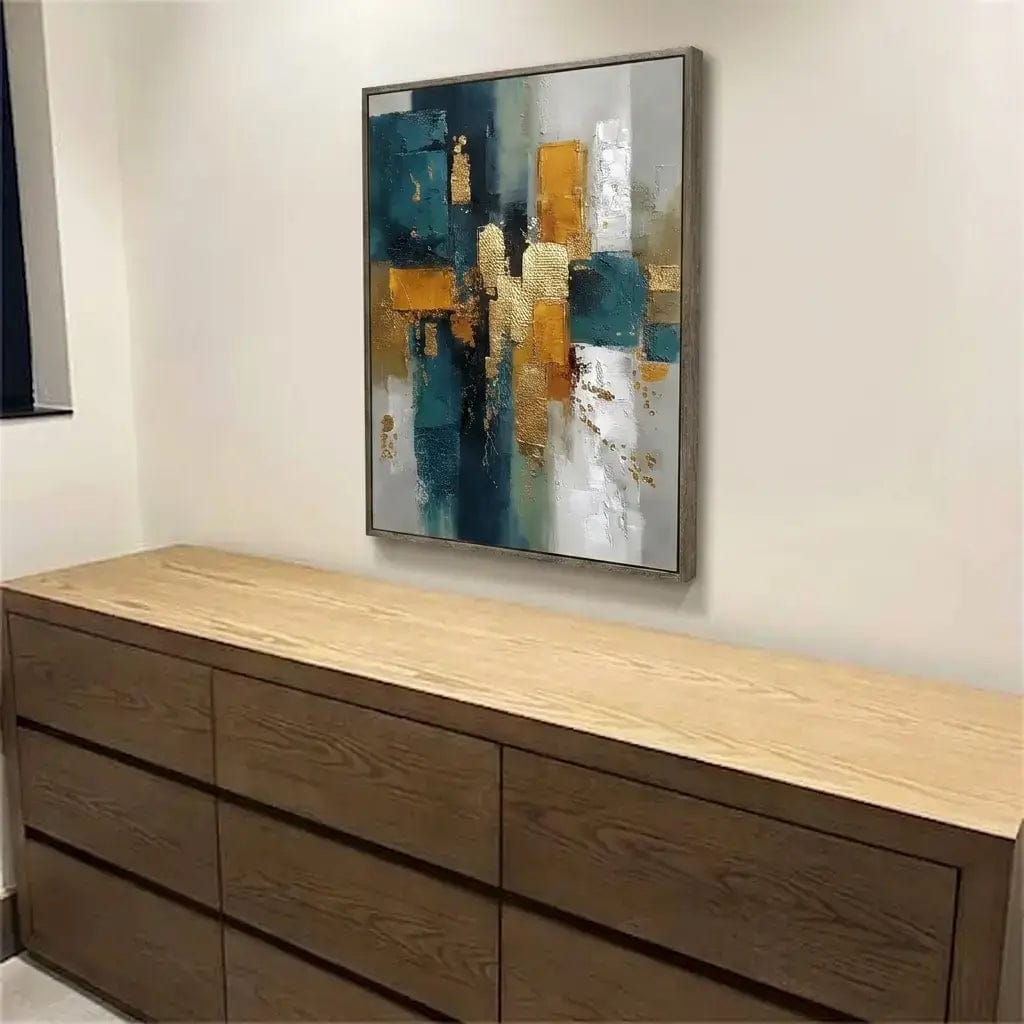 Customer photo review of Gilded Teal Layers Abstract Wall Art