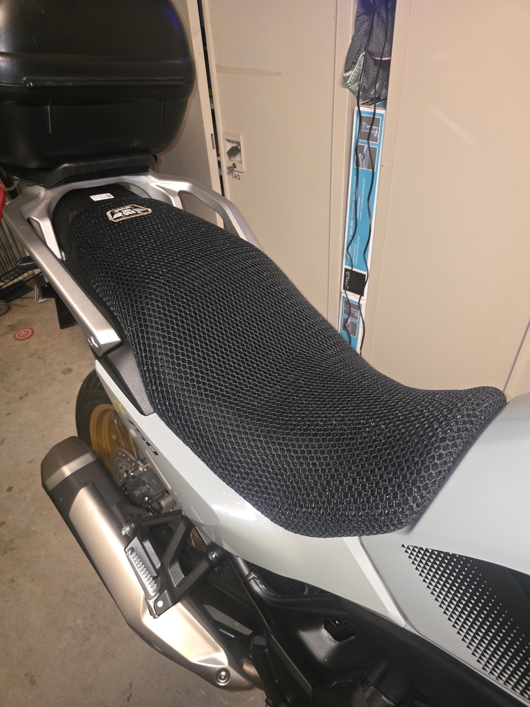 Wind Rider mesh seat cover on a Honda Transalp XL 750