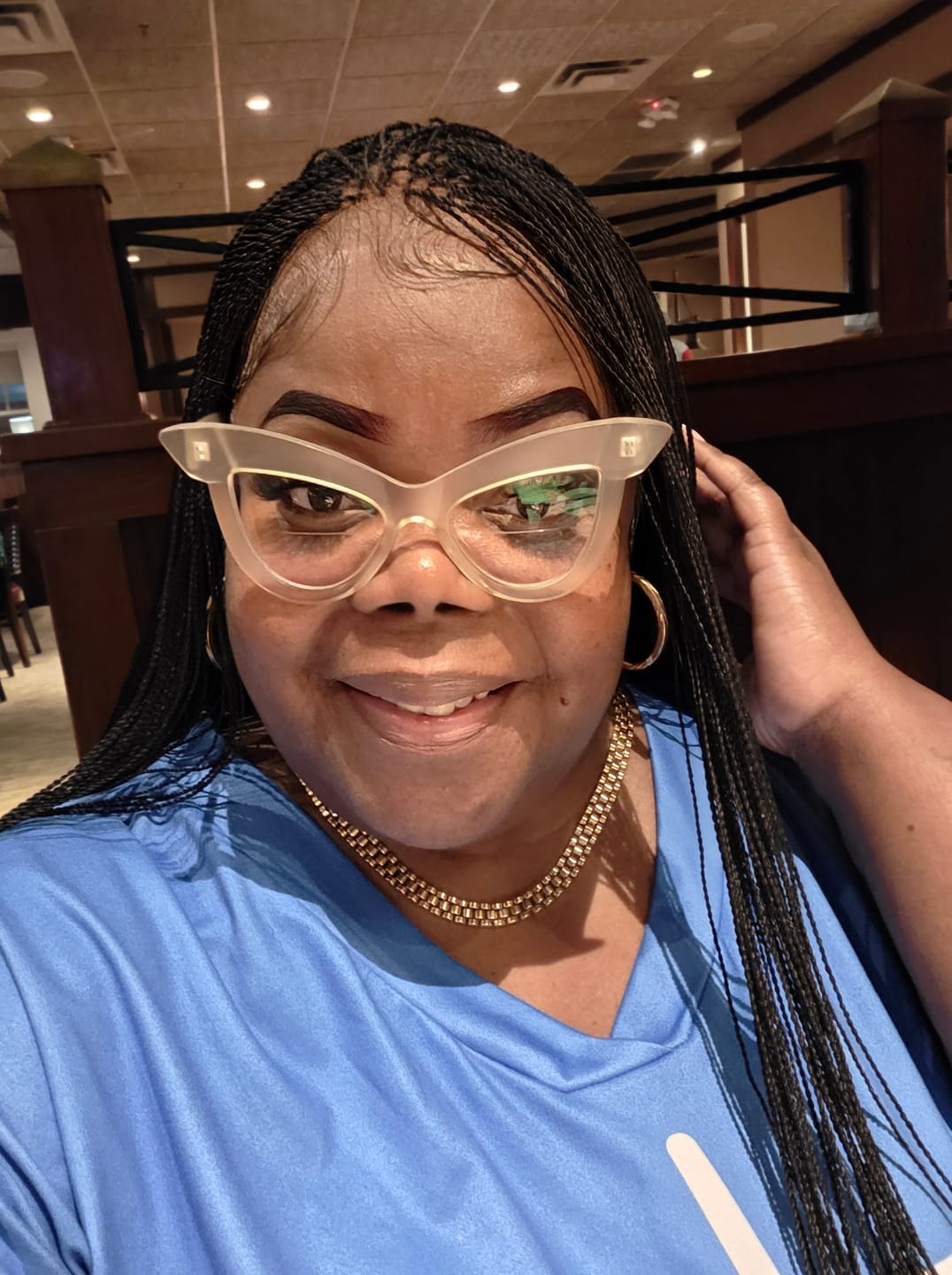 Customer photo review of Mica - 26" & 36" Pre Bleached Swiss HD Full Lace Knotless Micro Senegalese Twist Wig 799 Strands
