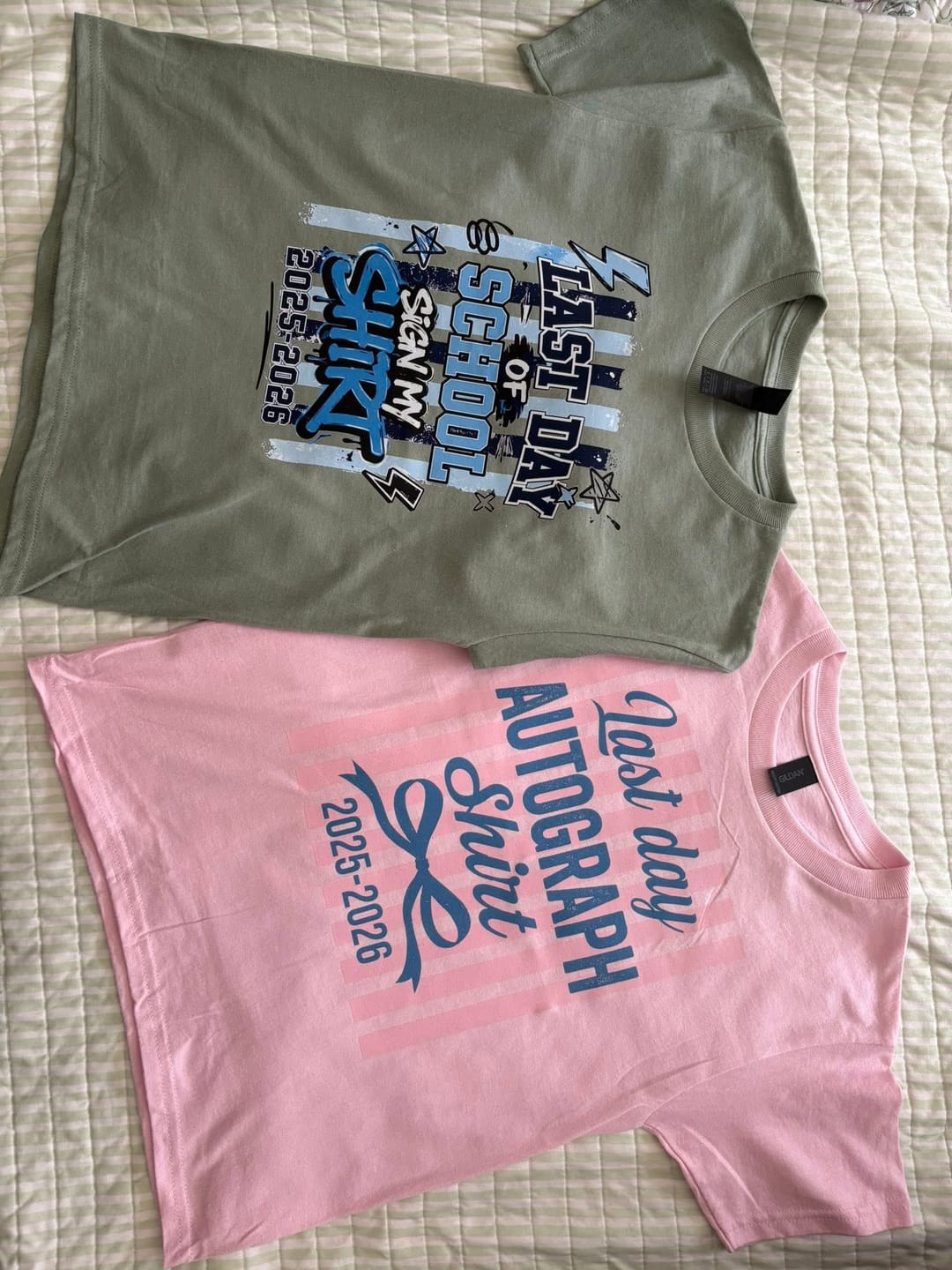 Customer photo review of Boys Last Day of School Autograph Shirt Direct To Film (DTF) Transfer