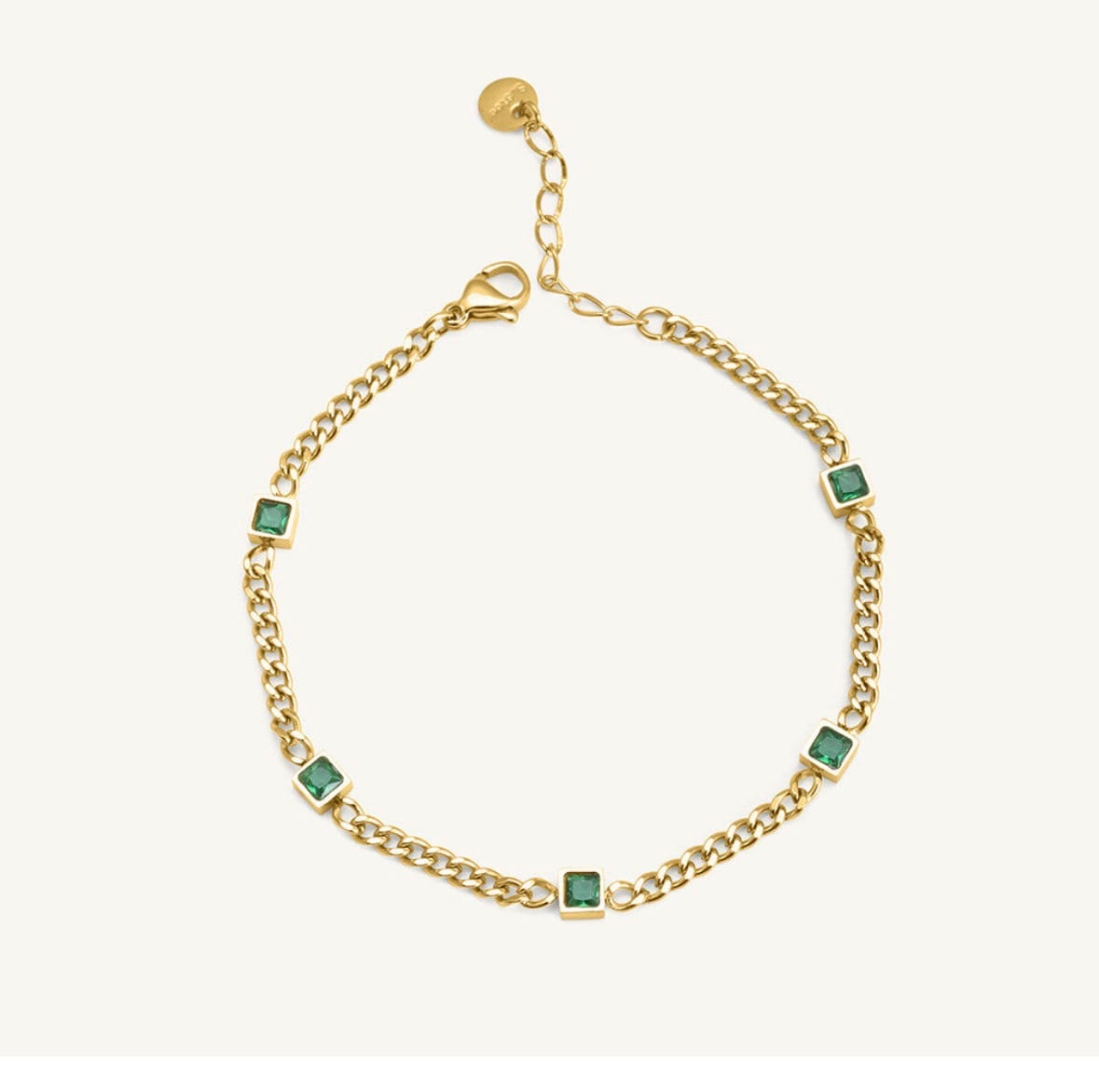 Customer photo review of Gold Green Gem Chain Bracelet