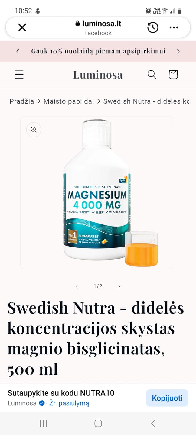 Customer photo review of Swedish Nutra - didelės koncentracijos skystas magnio bisglicinatas, 500 ml