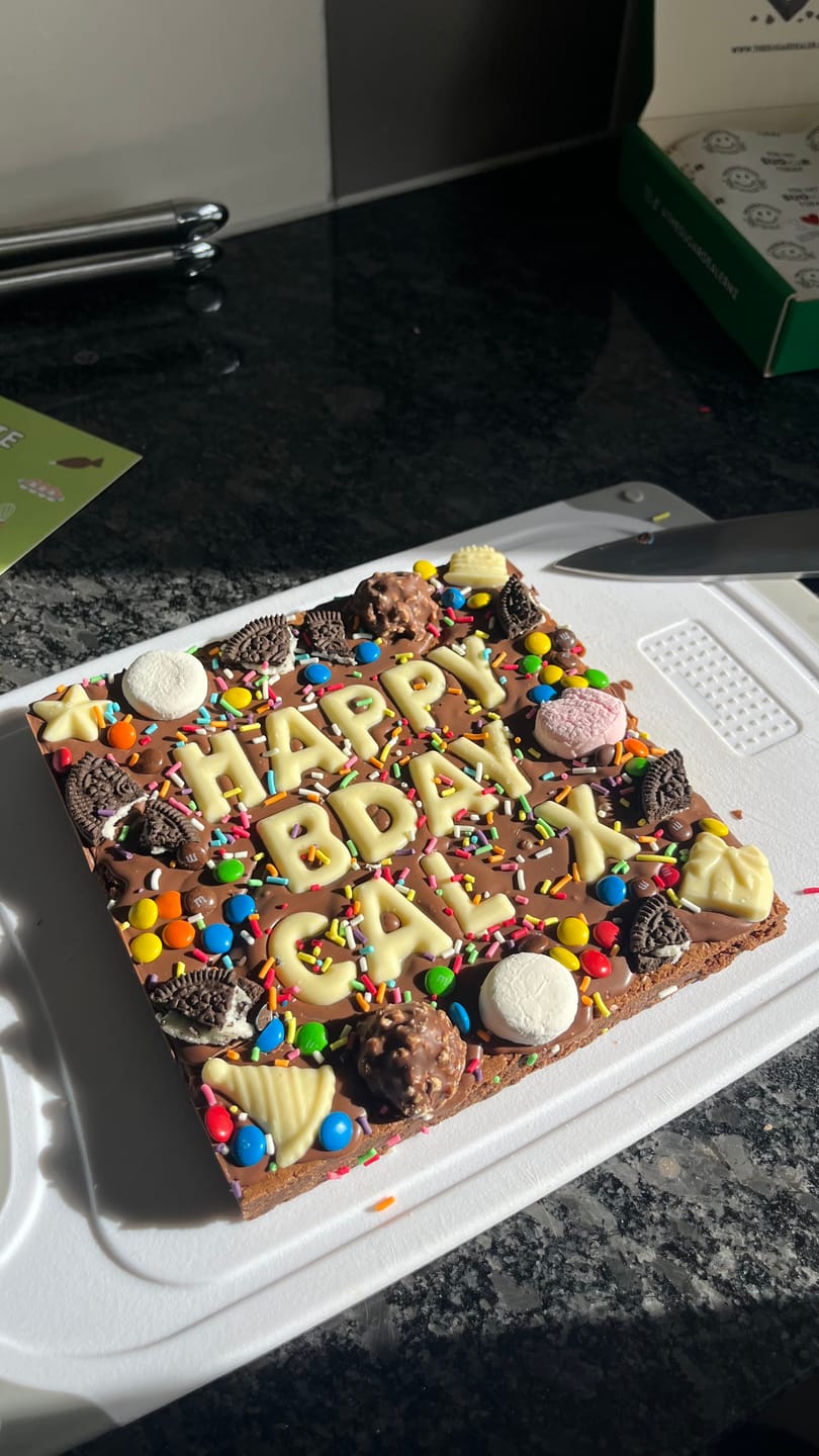 Customer photo review of Custom message birthday brownie