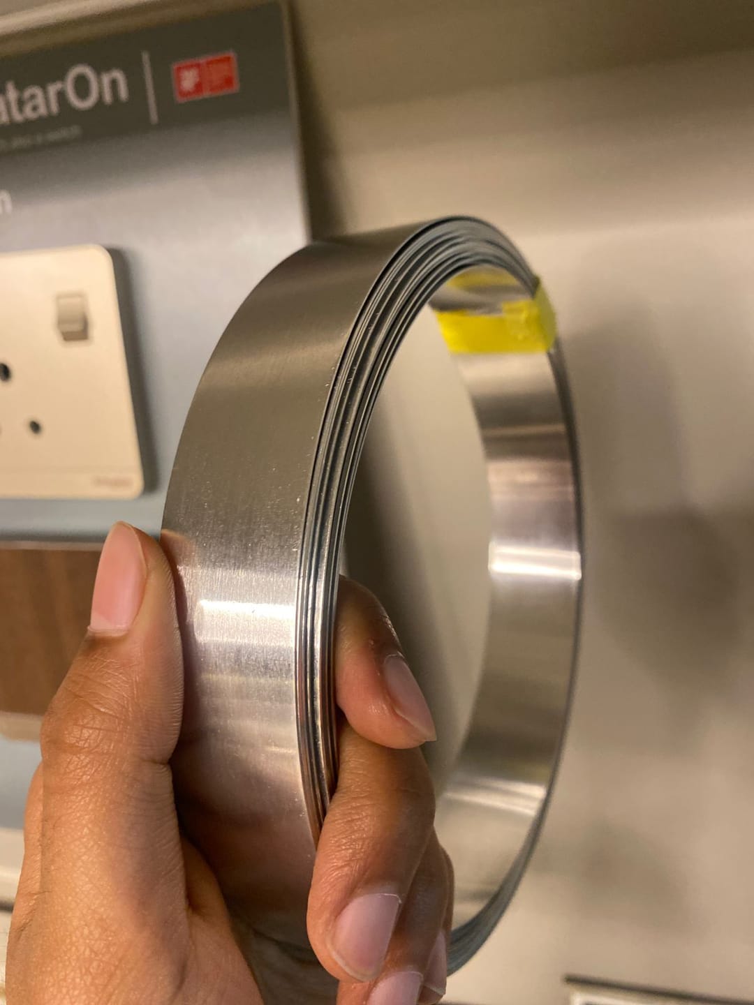 Customer photo review of Stainless Steel Metal Strip – Vastu Remedy for Main Entrance & Door Energy Balance | Ideal for Toilets, Thresholds & Long-term Durability | 0.5 & 1 mm Thickness | 8-100 Ft Lengths