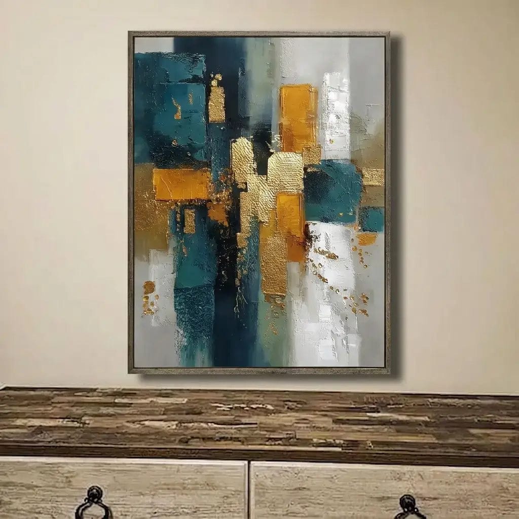 Customer photo review of Gilded Teal Layers Abstract Wall Art