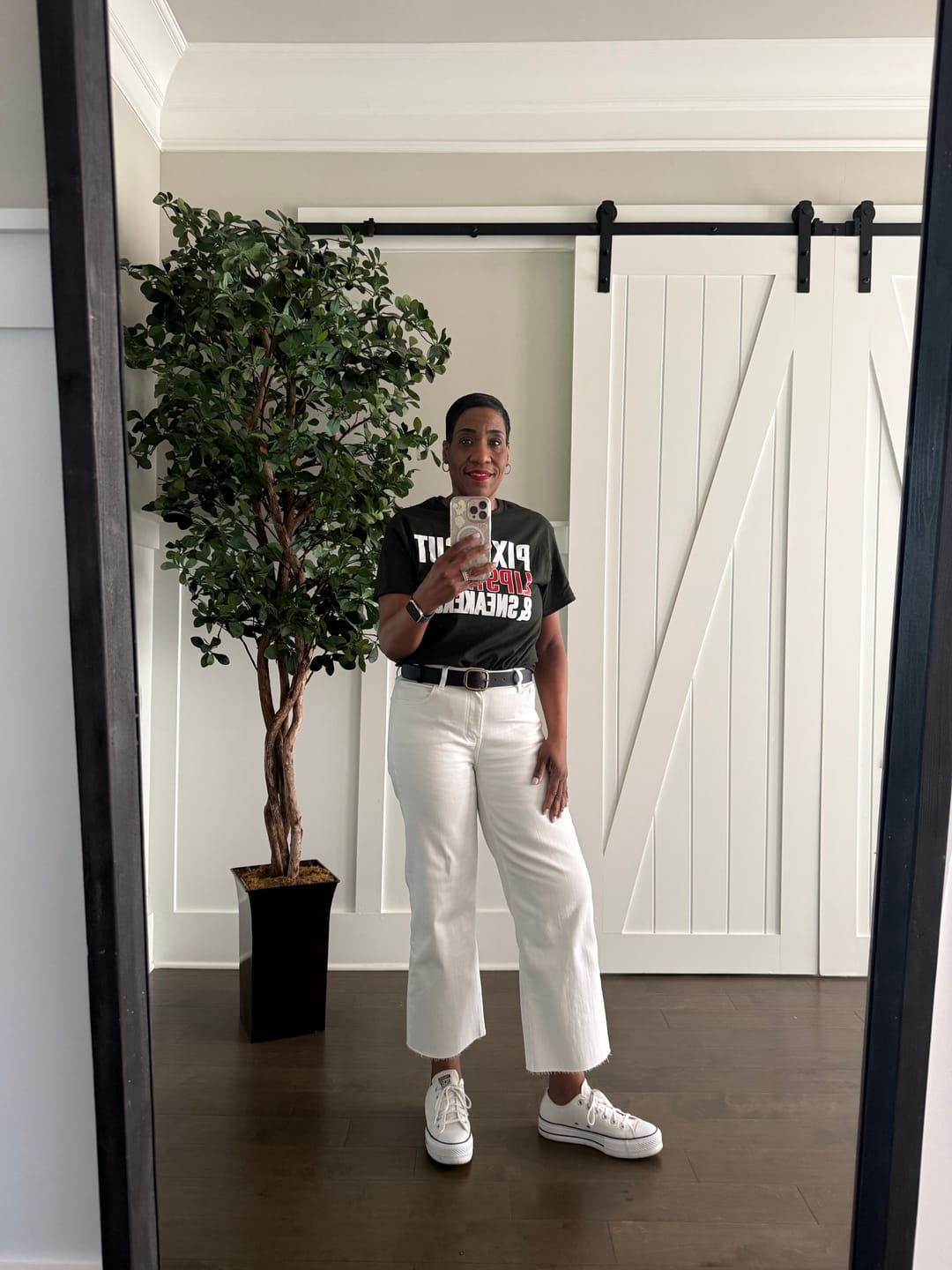 Customer photo review of Pixie Cut, Lipsitck, & Sneakers Tshirt