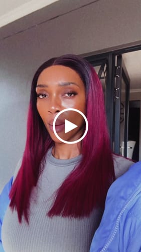 Customer video review of Vietnamese Super Double Drawn Bone Straight 5x5 Glueless Closure Ombre Burgundy Wig