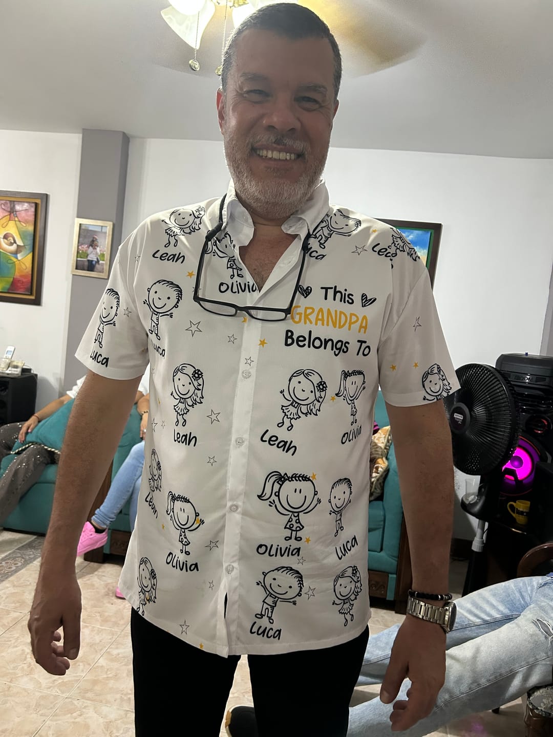 Customer photo review of Personalized Hawaiian Shirt- This Grandpa Belongs To Doodle