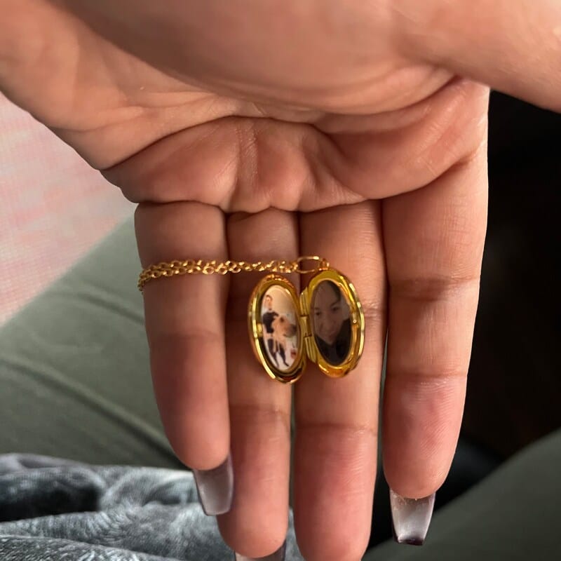 Customer photo review of Custom Photo Oval Locket Necklace