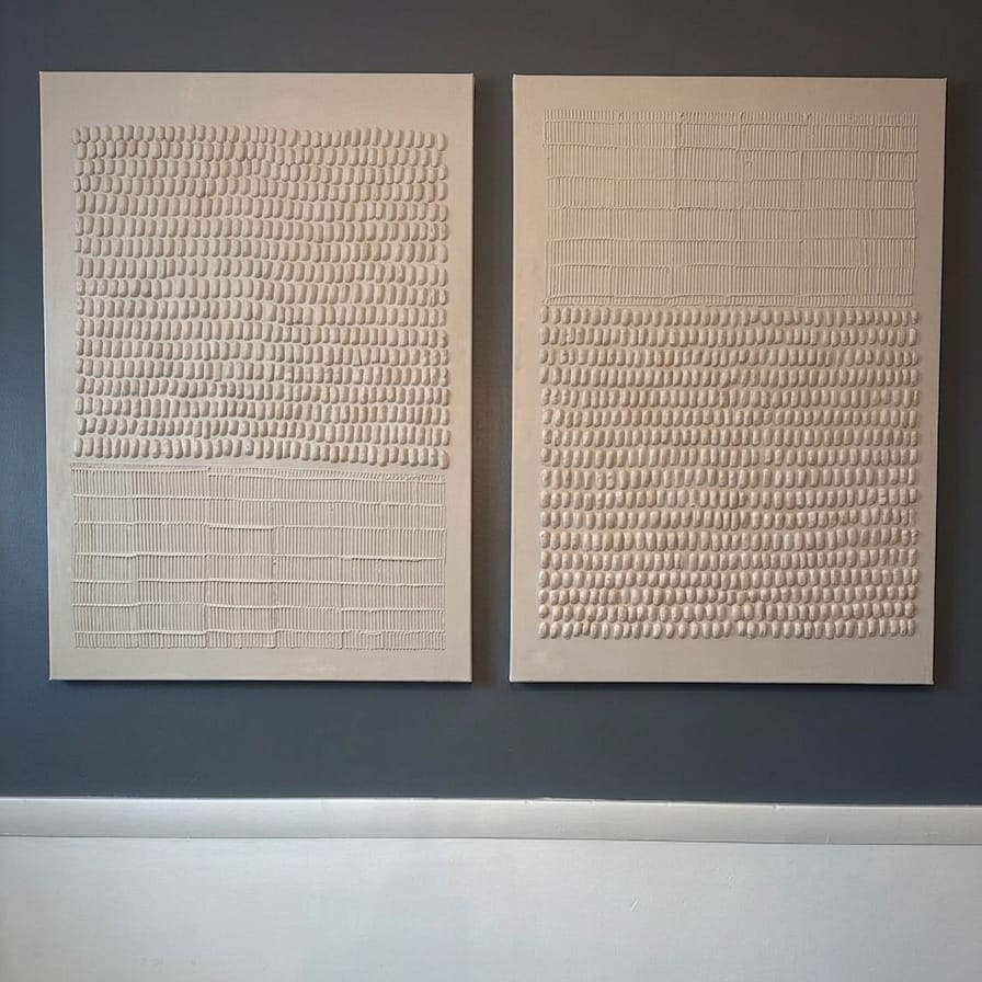 Customer photo review of Beige and Brown Abstract Textured Wall Art Set Of 2 #AT083