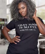 Customer photo review of Luvwin 5x5 Jerry Curly Salt And Pepper Glueless Gray Color Pre-Cut Lace Fluffy Bob Wig 100% Real Human Hair