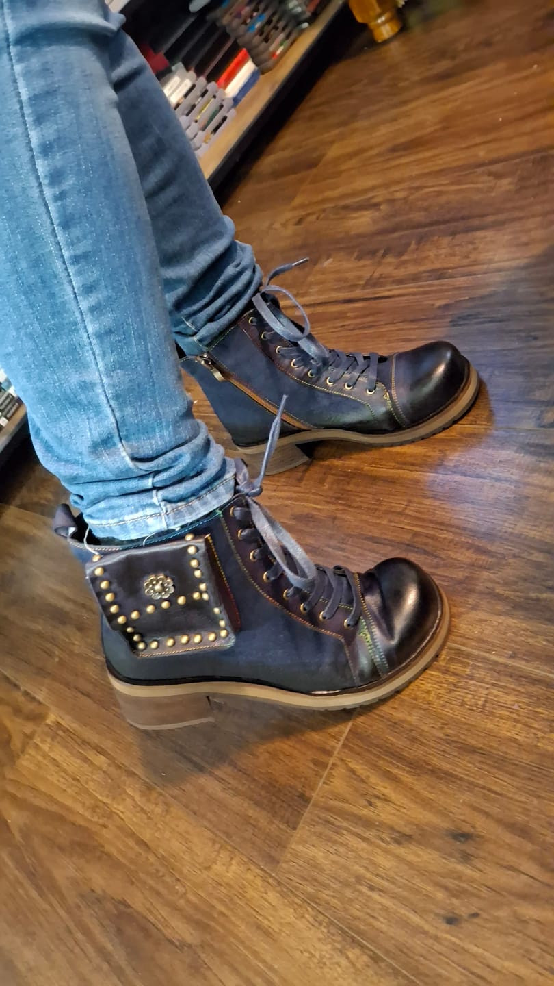 Customer photo review of Midnight Charm Lace-Up Ankle Boots
