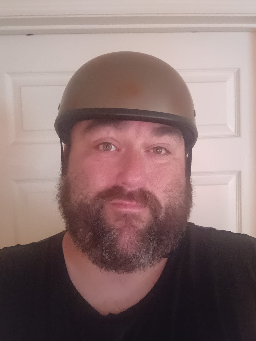 Customer photo review of Smallest & Lightest DOT Beanie Helmet - Rust Black