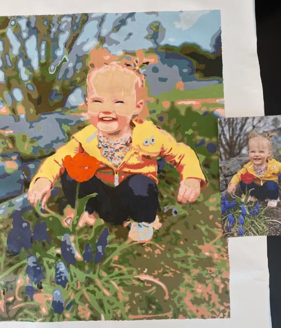 Customer photo review of Custom Paint By Numbers - Personalized Portraits Art