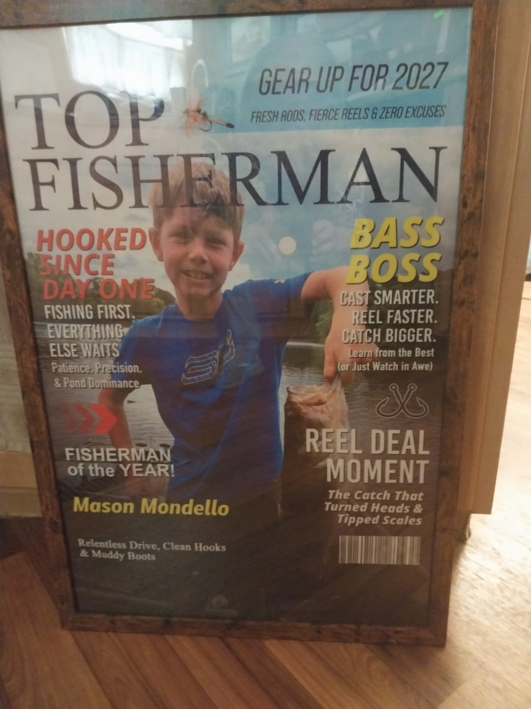 Customer photo review of Personalized "Top Fisherman" Magazine Cover Poster With Photo & Name Angler Funny Fisherman Gift For Fishing Lover
