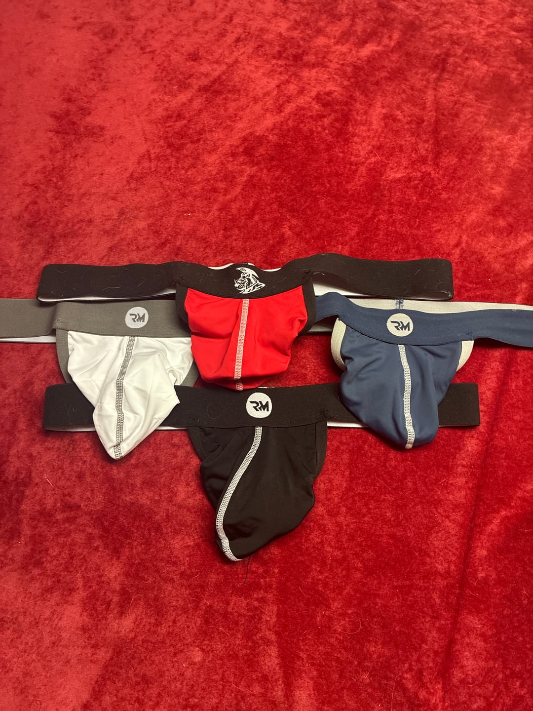 Customer photo review of Nylon 0in Strapless Jocks No Fly 1pk White - Gray Stitch